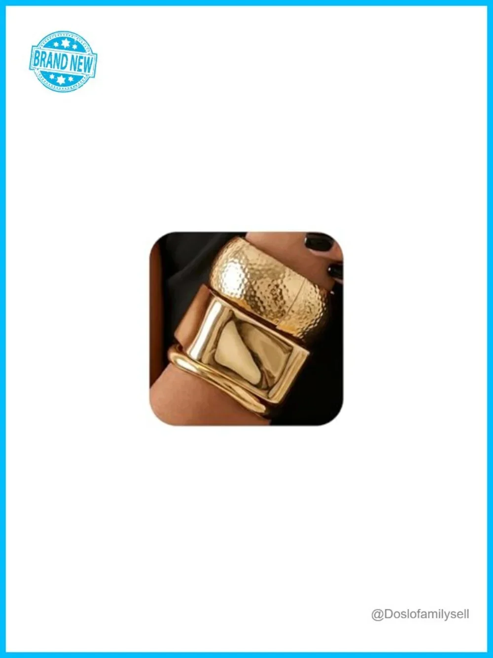 3Pcs Chunky Gold Plated Bangle Bracelets Set Stackable Cuff Bangles
